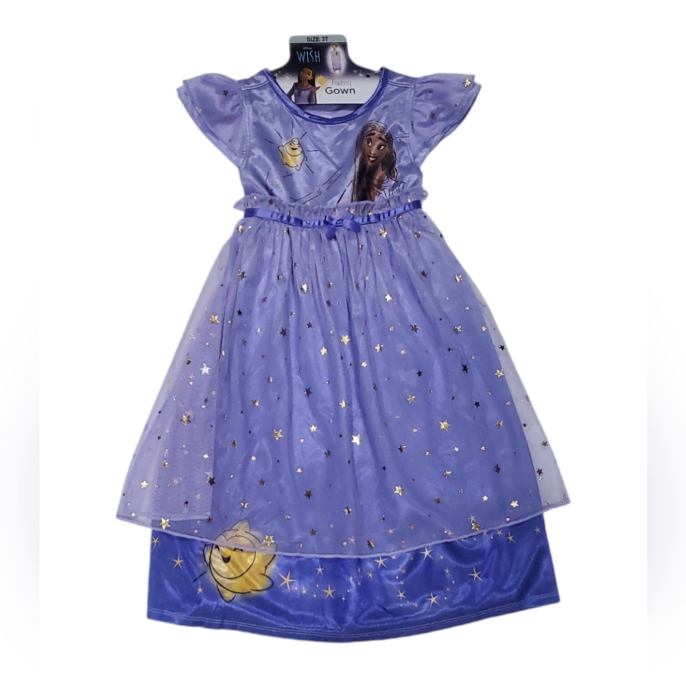 Girl's Disney WISH Fantasy Gown Asha & Star Sleepwear Purple Size 3T NWT